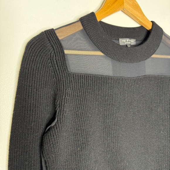 Rag & Bone Emery Wool & Silk Pullover Black Crewneck Sweater Size Small - Picture 5 of 6